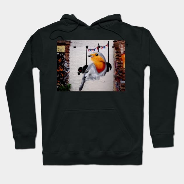 brick lane graffiti robin Hoodie by andalaimaging